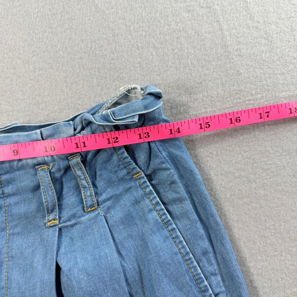 Chambray Wide Leg Jeans Womens 2 Blue Pleated Paperbag Waist Trousers Boho Chic - Picture 4 of 12